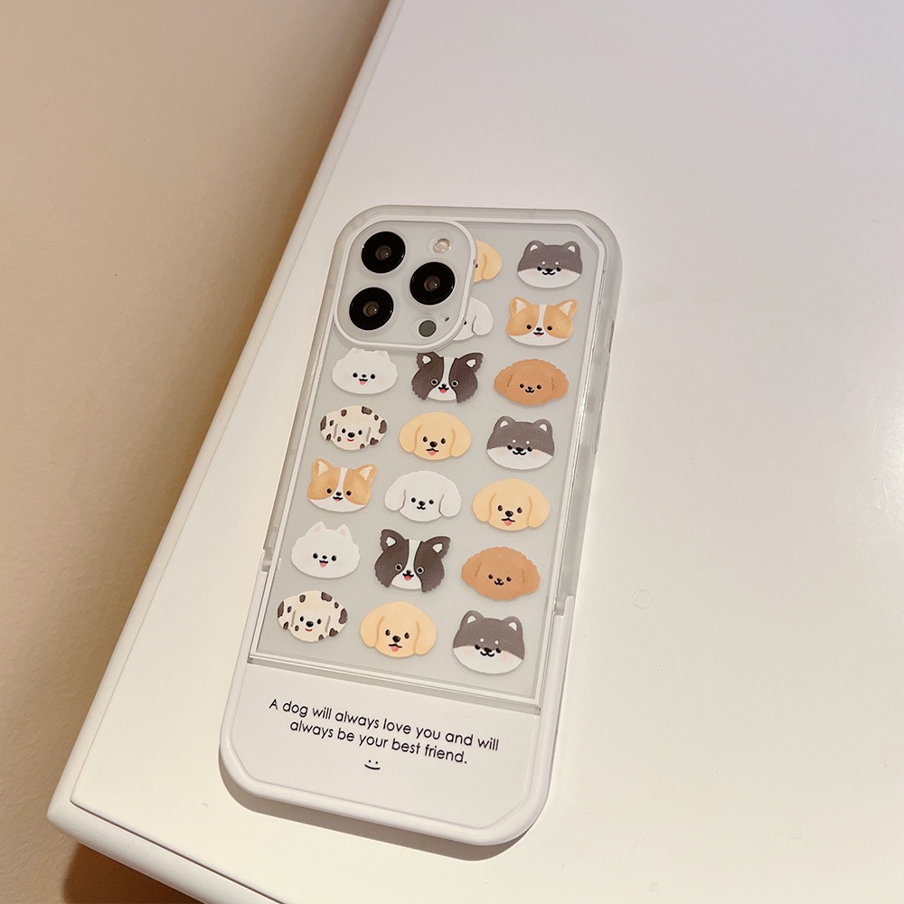 IPHONE Kartun Lucu Anjing Anjing Tak Terlihat Holder Bracket Phone Case Cover Untuk Iphone7 8 PLUS X XR XS 11 12 13 14 MINI PRO MAX SE 2020