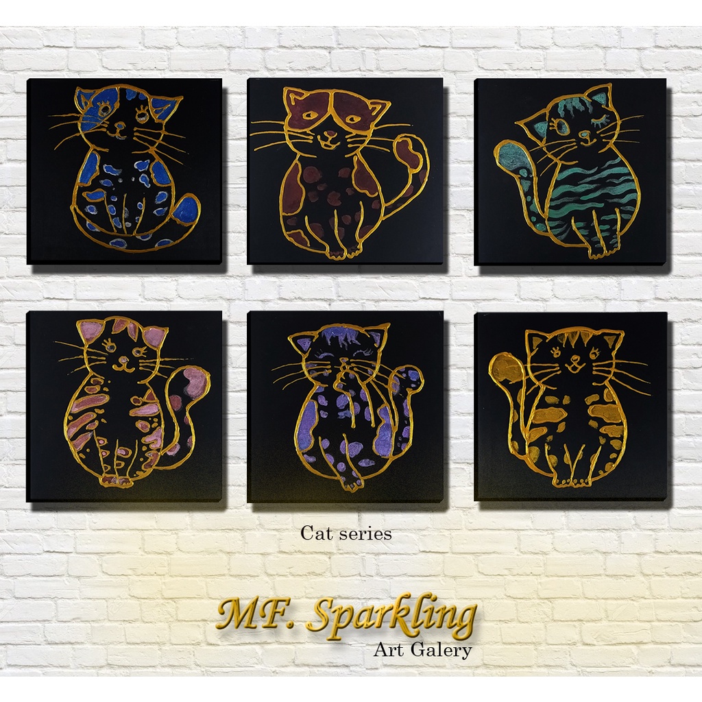 lukisan tangan hiasan dinding emas dekoratif minimalis CAT series