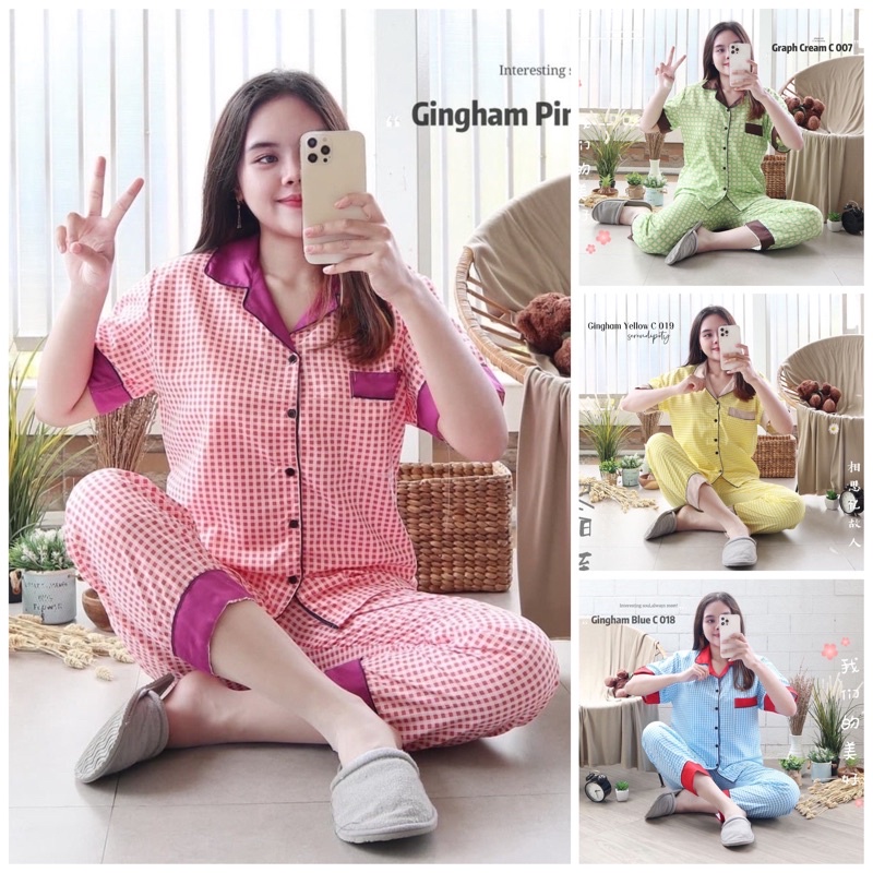 Piyama Dewasa Pria Wanita Murah Import XXL / One Set Jumbo Celana Panjang / CP JUMBO XXL Satin Apple