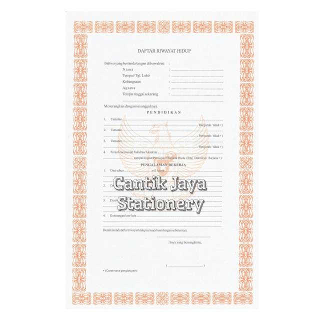 

Kertas Daftar Riwayat Hidup per pak / 100 lembar