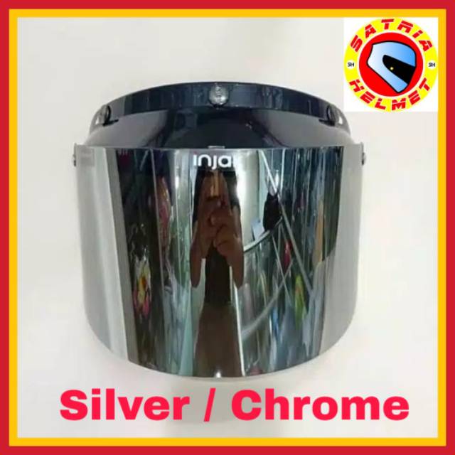 Kaca Helm Bogo INJAK Datar Silver