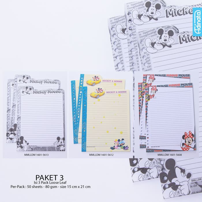 

Kertas File - Kertas Note - Isi Kertas Binder Paket B Mickey Minnie Loose Leaf M Adinata (Isi 3