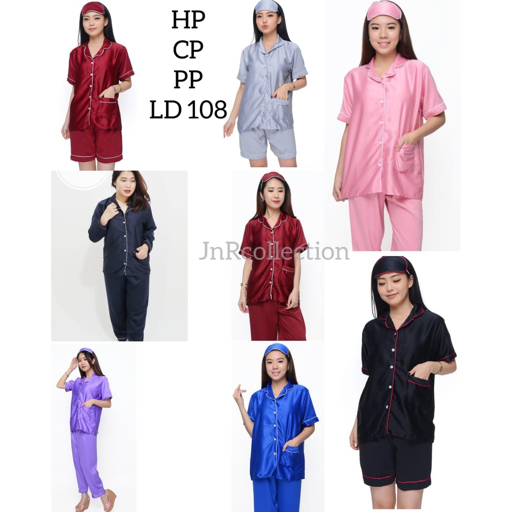 BAJU TIDUR POLOS WANITA DEWASA LD 108/PIYAMA SATIN SILK PREMIUM