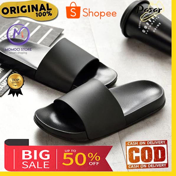 Sandal Selop Momoci Basic Polos - Ppm 06 Black/ Sandal Selop/ Sandal Korean Style