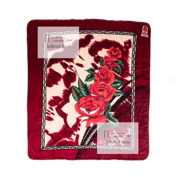Selimut Bulu Halus Tebal Mawar Merah (Cardinal) 220 x 240 cm - selimut