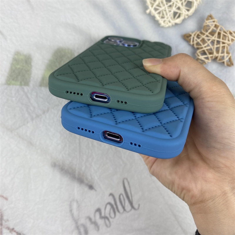 Soft Case Silikon Motif Jarum Pinus Belah Ketupat Hijau Untuk IPhone X XR XS MAX 11 12 13 Pro MAX