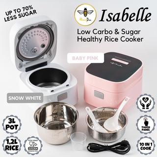 Honeybee Isabelle - Low Carbo & Sugar Digital Rice Cooker 3L/1.2L Nasi Penanak Nasi