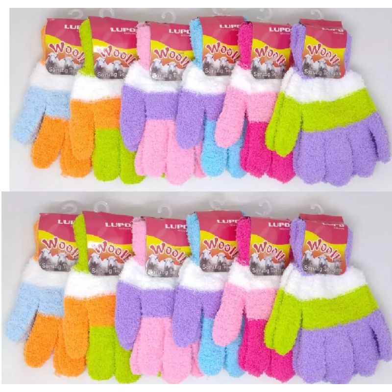 SARUNG TANGAN WOLL BULU / SARUNG TANGAN MOTOR WANITA/ Sarung tangan wanita belang import