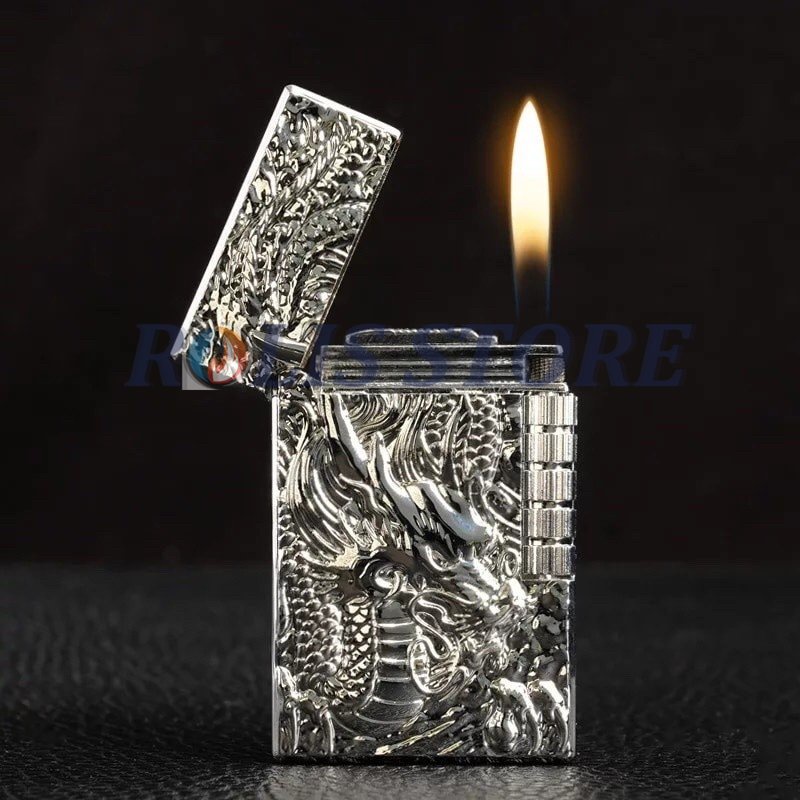 COD- Korek Api Gas Model Dupont Motif Naga 3D 2Side Lighter Buttane