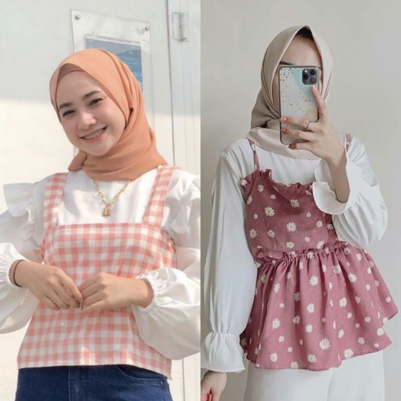 Rinda Blouse + Rompi Korean Style / Blouse Rompi 2in1