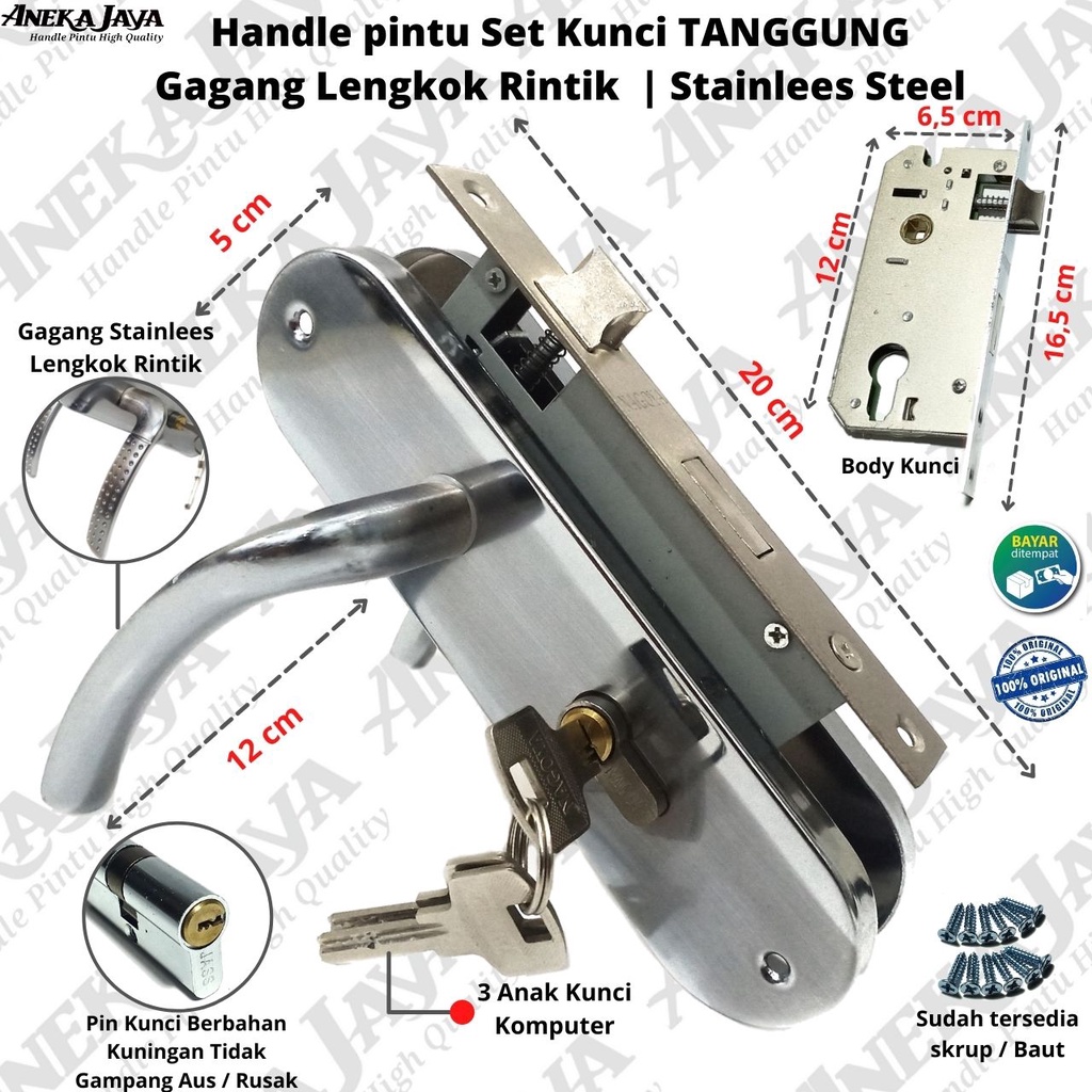 Handle Set Kunci 20 cm / Body ongkel / Kunci Pintu ukuran Tanggung / gagang pintu rumah kamar satu set