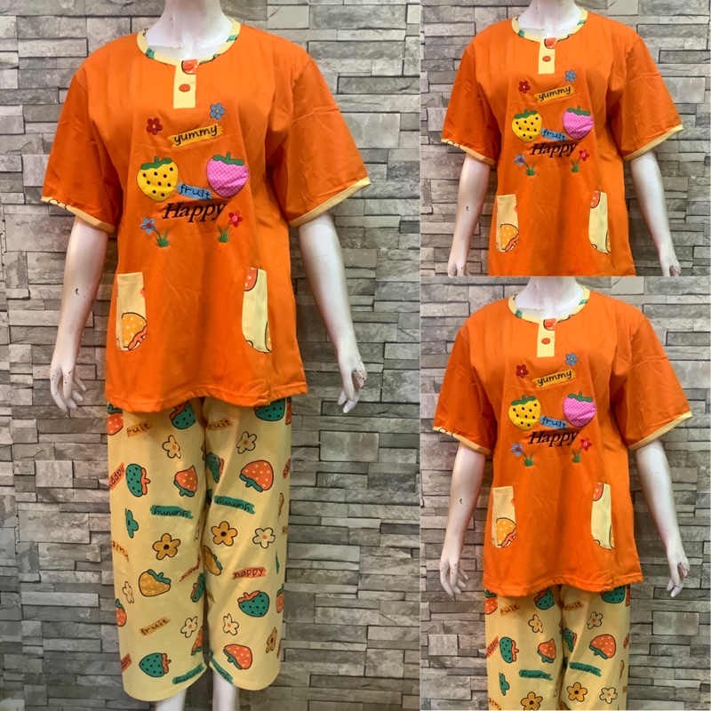 JUMBO CP DAILILAN  | BAJU TIDUR WANITA DEWASA | COD | PIYAMA-Yummy Orange