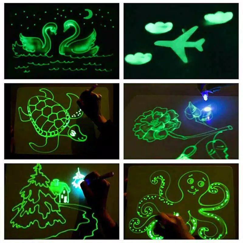 Magic Glowing drawing board ukuran A4- mainan edukasi anak - gambar nyala - papan gambar nyala