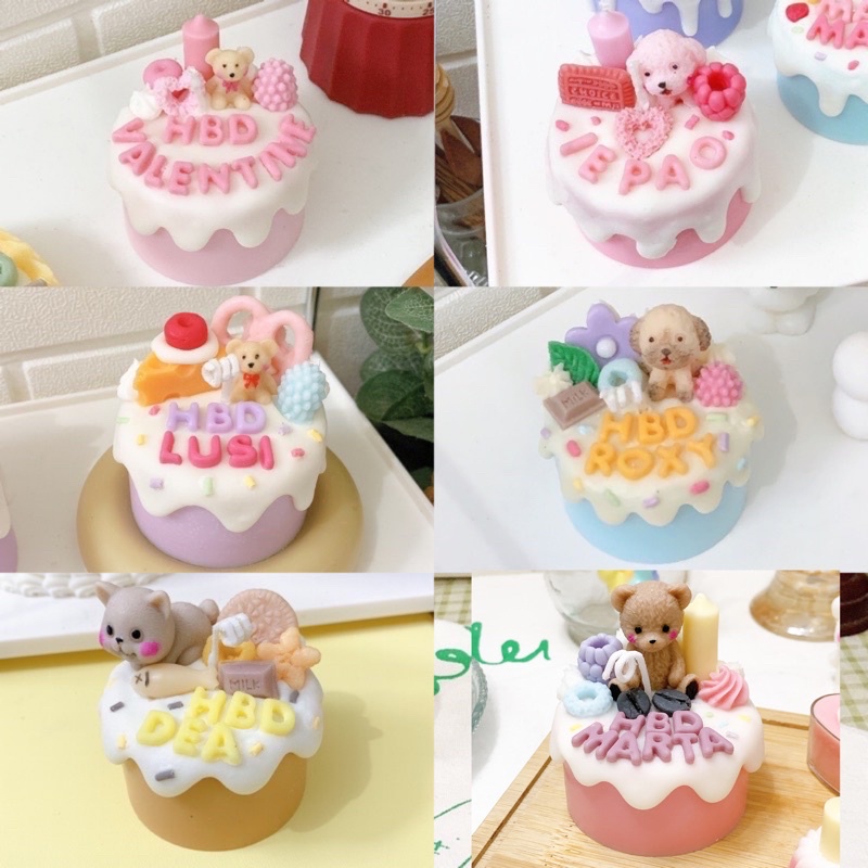 SMALL CAKENDLE / Cake Candle / size S / mini / Korean Cake / lilin kue / Scented Candle / Custom Can