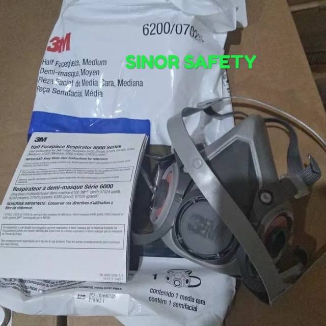 Original Masker 3M 6200 Double Respirator Half Face Safety Gas Kimia