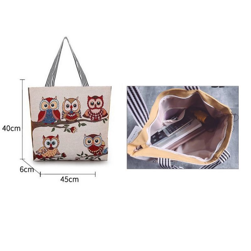 [COD] Tas Totebag Kanvas Motif Karakter Burung Cute Import Ala Korea Tas Totebag Kanvas Tas Kuliah Cute