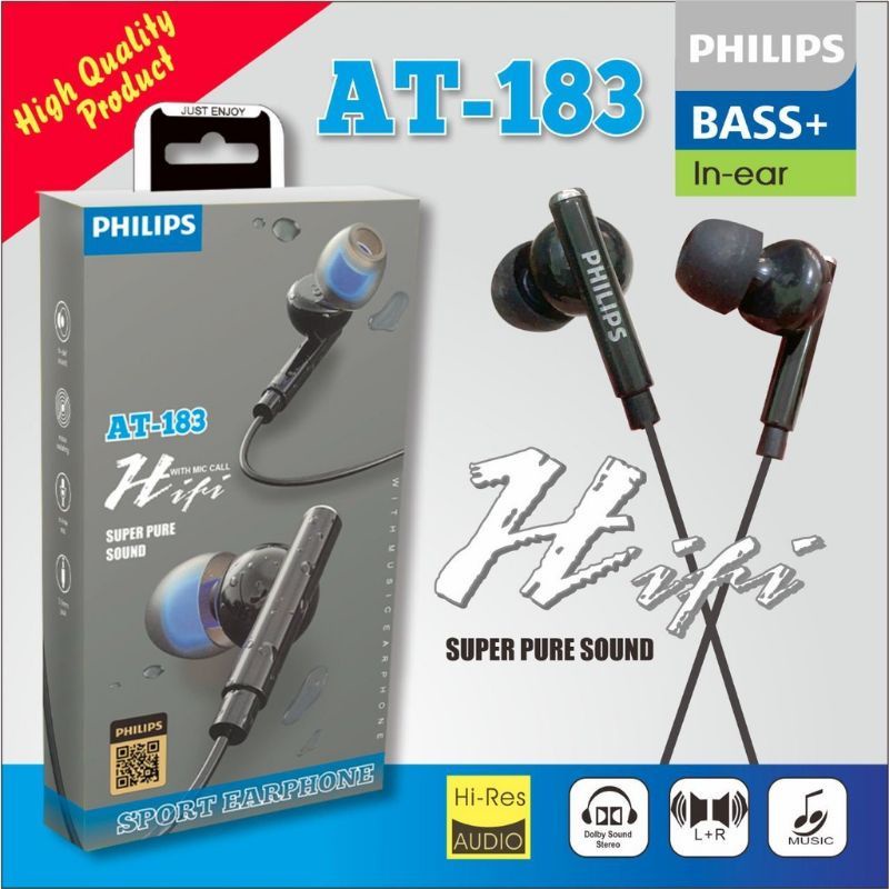 HF/HEADSET EARPHONE PHILIPS AT-183 BIGBASS++ SUPER BASS