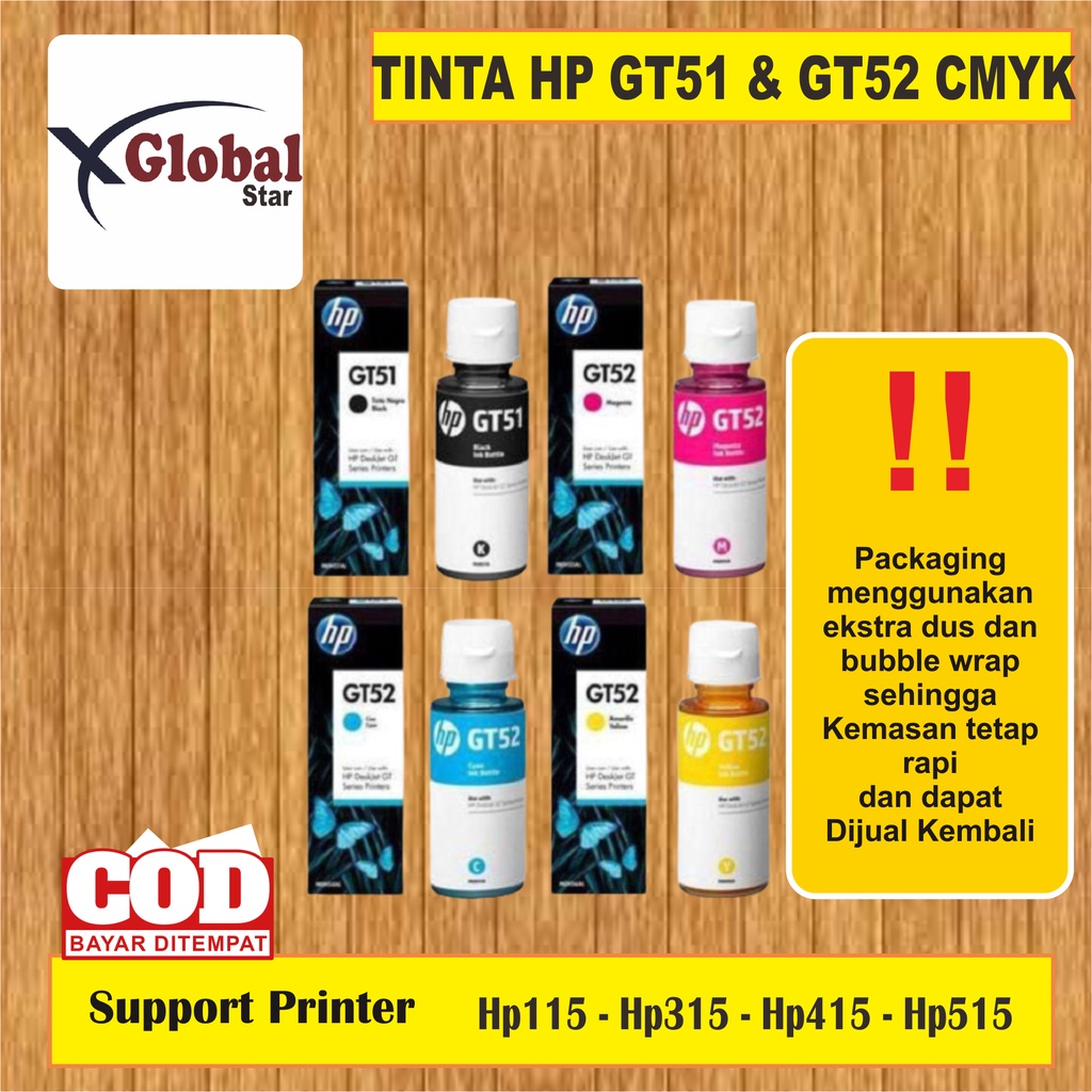 1 SET 4 PCS | TINTA HP GT 51/GT 52GT 5800 SERIES HP TANK 300/40 INK SET,PREMIUM(COMPATIBLE)