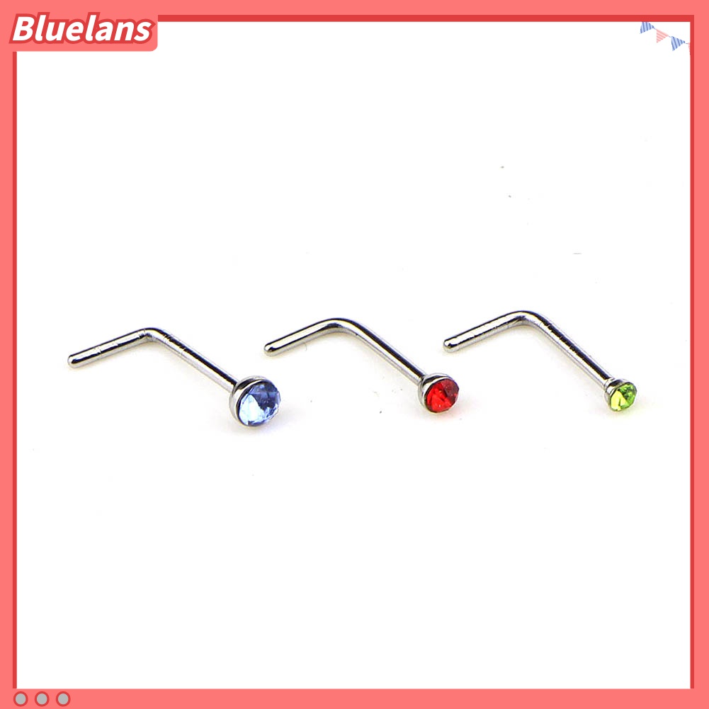 60pcs / Set Anting Tindik Hidung Bahan Stainless Steel Hias Cubic Zirconia Untuk Pria / Wanita