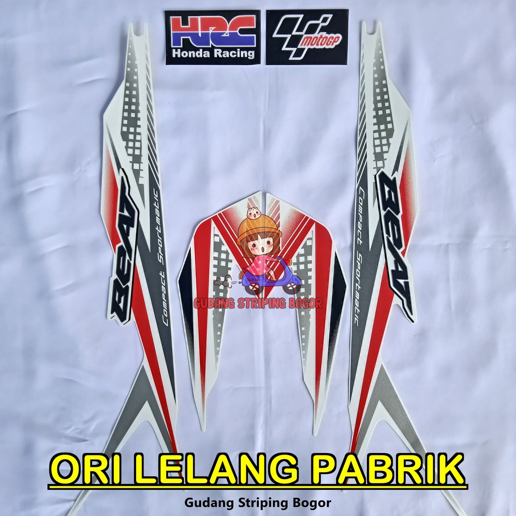 STIKER STRIPING BODY HONDA BEAT FI 2020 ORI LELANG PABRIK FULL PUTIH