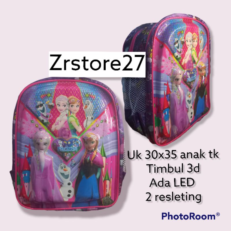 TAS RANSEL SEKOLAH ANAK PEREMPUAN 3D LED FROZEN