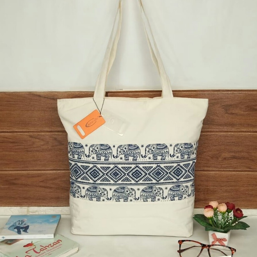 TOTE BAG KANVAS WANITA BALI STYLE / TOTEBAG KANVAS BISA CUSTOM SABLON TT 021