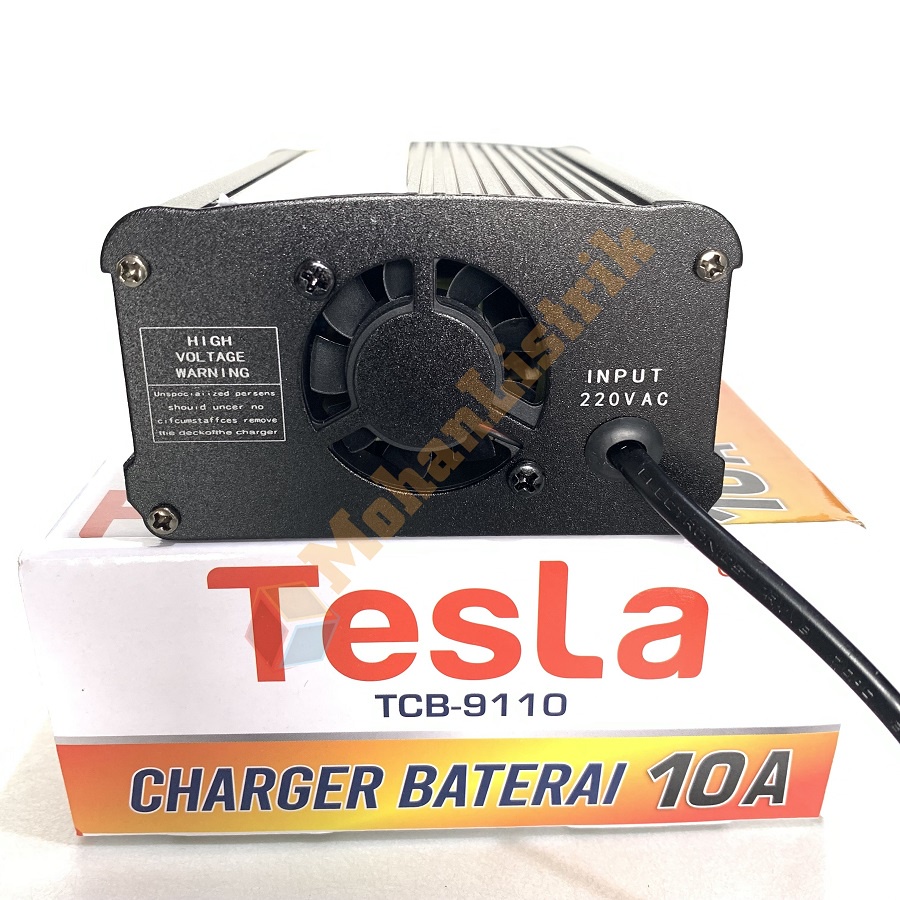 Pengecas Cas Aki Tesla 10 Ampere Charger Baterai Aki 10A 12V Batre Battery