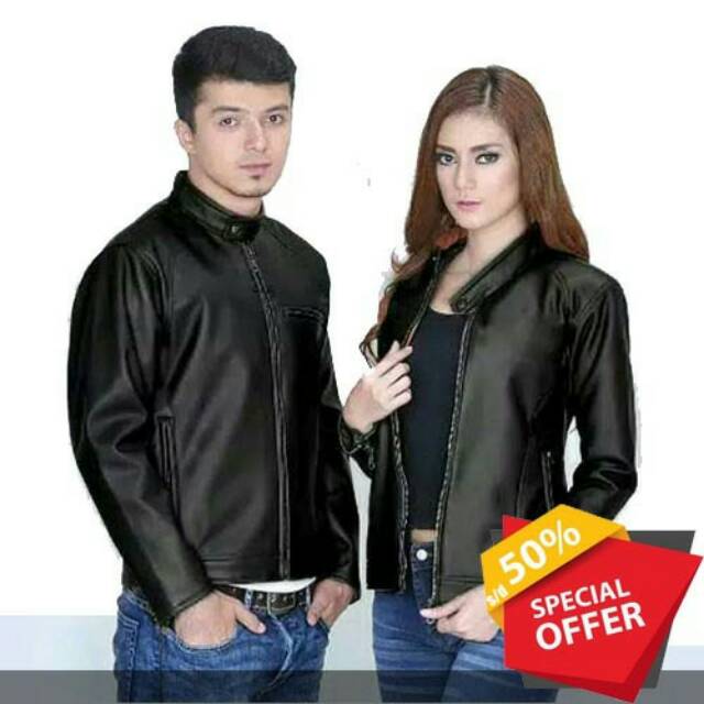 Jaket Kulit Couple Terbaru/Jaket Kulit Pasangan Hitam