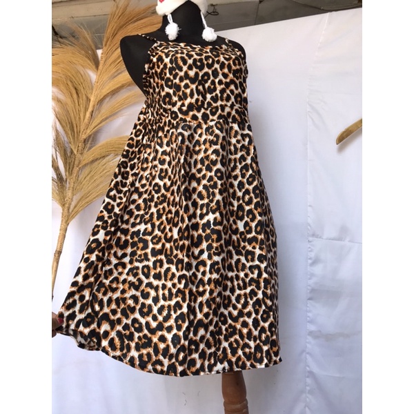 MINI DRESS YUKENSI RAYON LEOPARD MACAN  DASTER BIGSIZE JUMBO BESAR