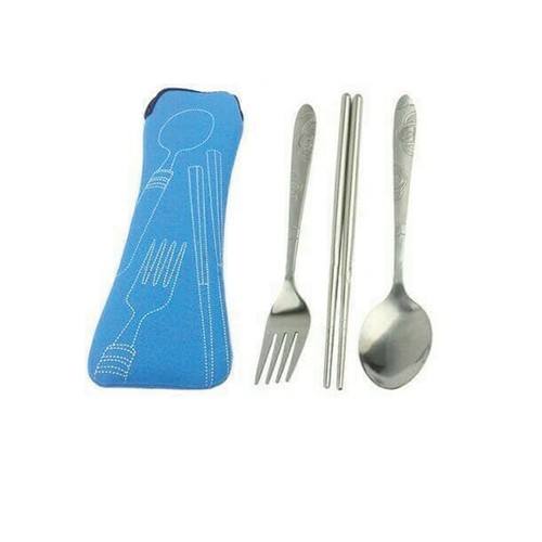 Sendok Makan Stainlees Set Travel Garpu Sumpit Stainless FREE Mini Pouch - 1 SET