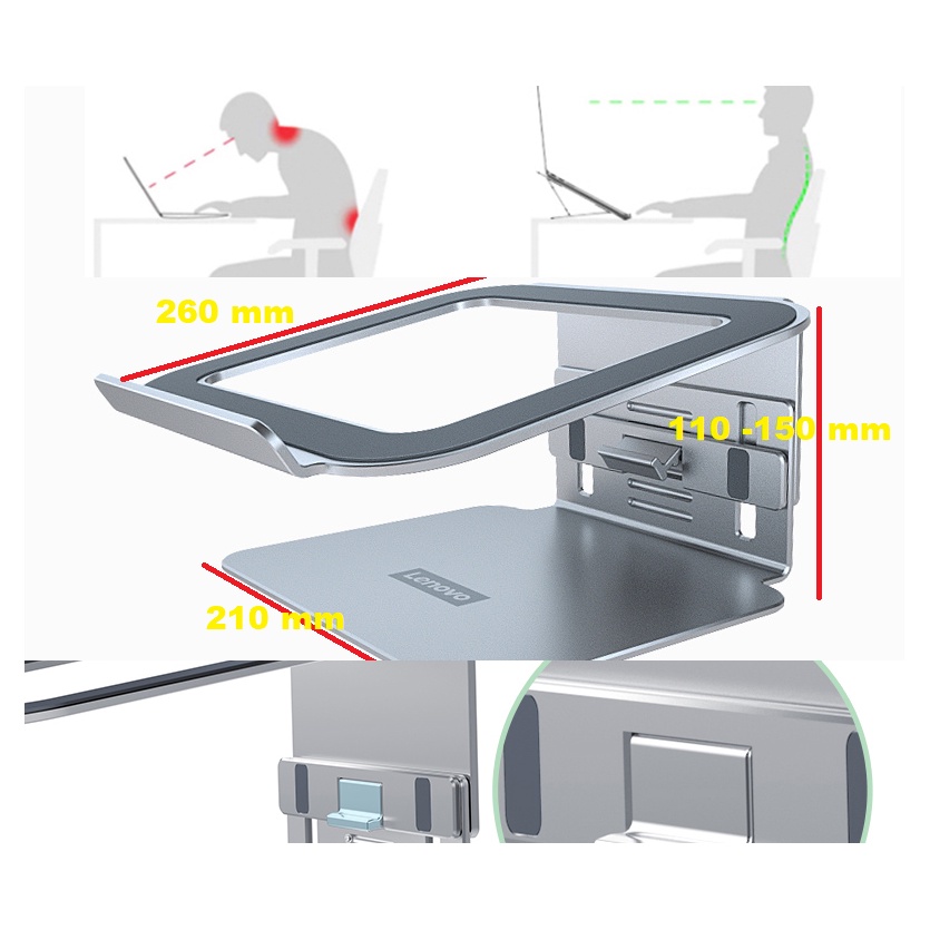 Lenovo Stand Laptop Notebook Portable Alumunium Alloy Original