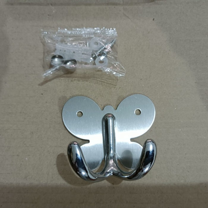 Wall hanger stainless motif kupu-kupu import / gantungan stainless