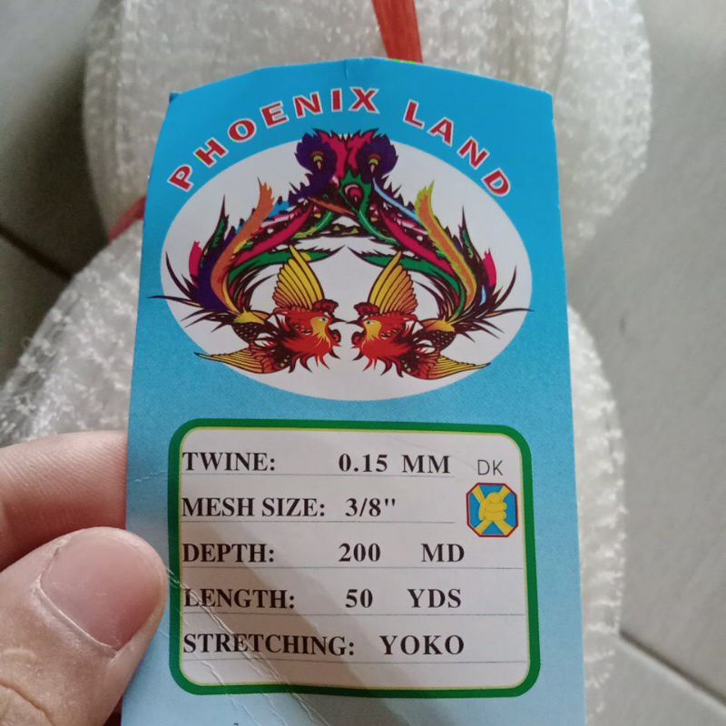 Jaring ikan ⅜ inchi 0.15 200md/50yds yoko ukuran jaring paling kecil pukat ikan jaring ikan kecil ja