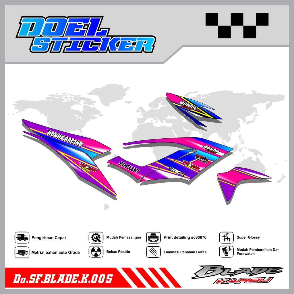 STICKER STRIPING BLADE 110 KARBU - STICKER STRIPING LIST VARIASI HOLOGRAM , CROME BLADE 110 KARBU DOEL 005