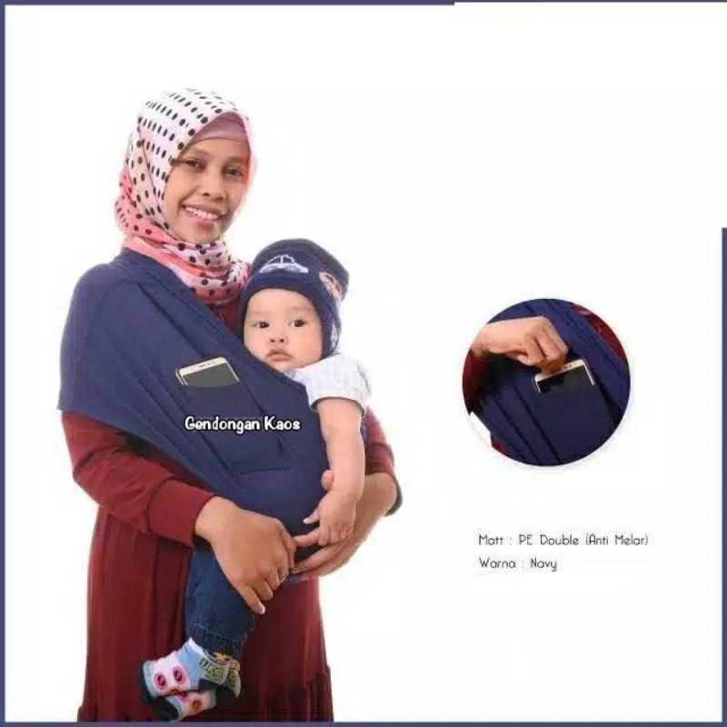 Bundara.id Ge-956 Size L Gendongan bayi anti ribet 2in1 Geos instant + kantong Gendongan kaos