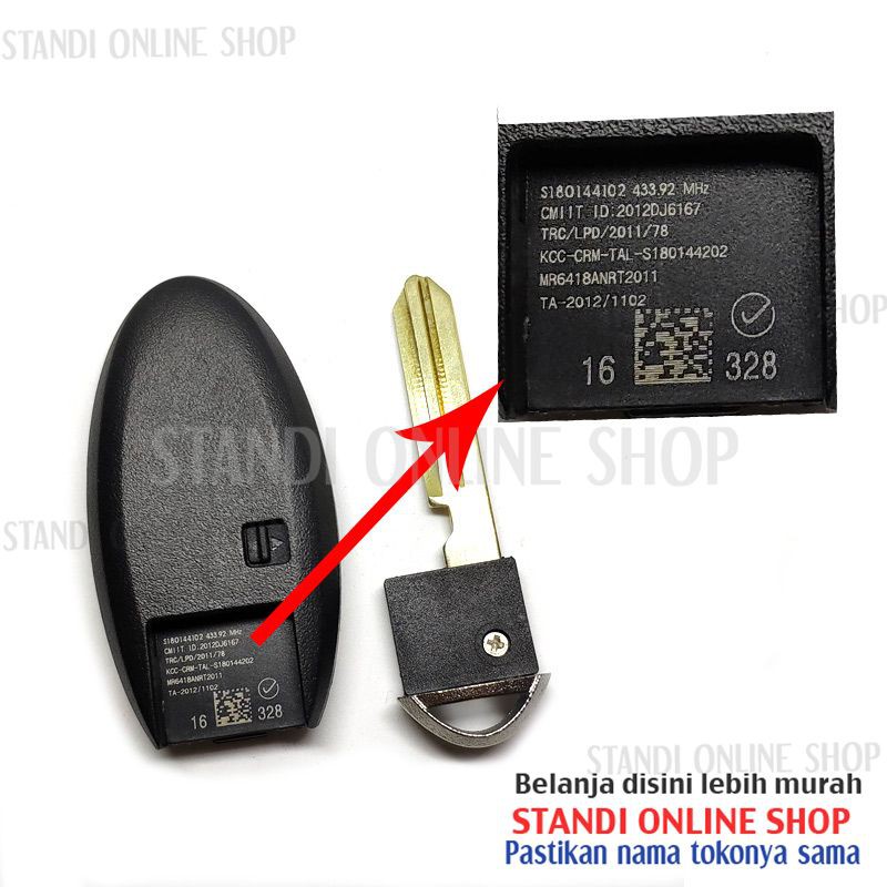 Smartkey Kunci Remote Nissan Juke 433Mhz Chip 4A