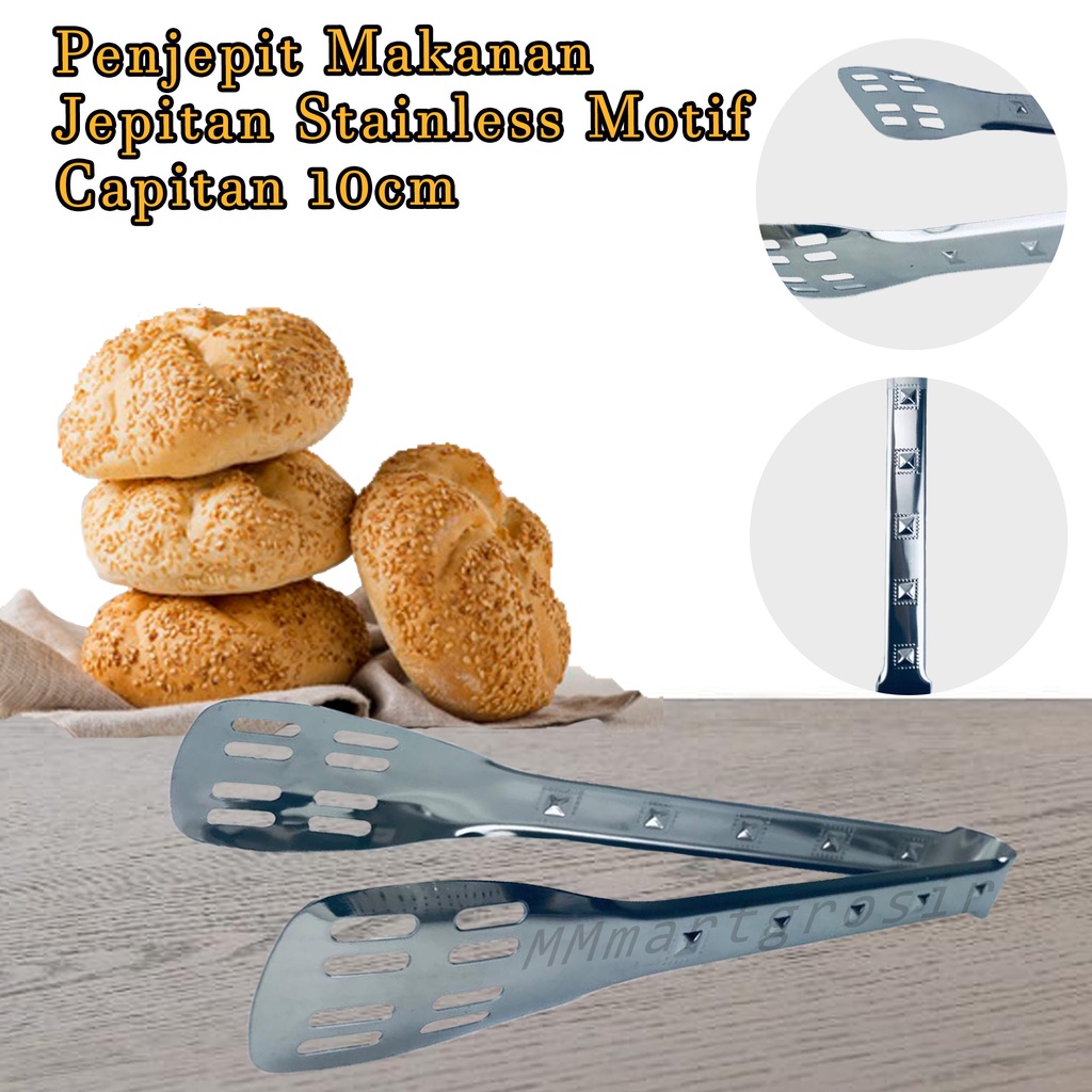 Penjepit Makanan / Jepitan Stainless Motif / 10cm
