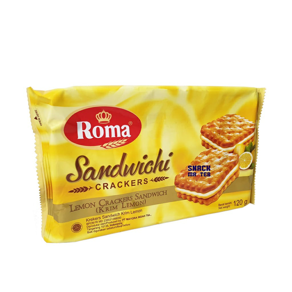 

ROMA Sandwichi Crackers Sandwich Biskuit Krim Lemon Renyah Enak - 114 gr