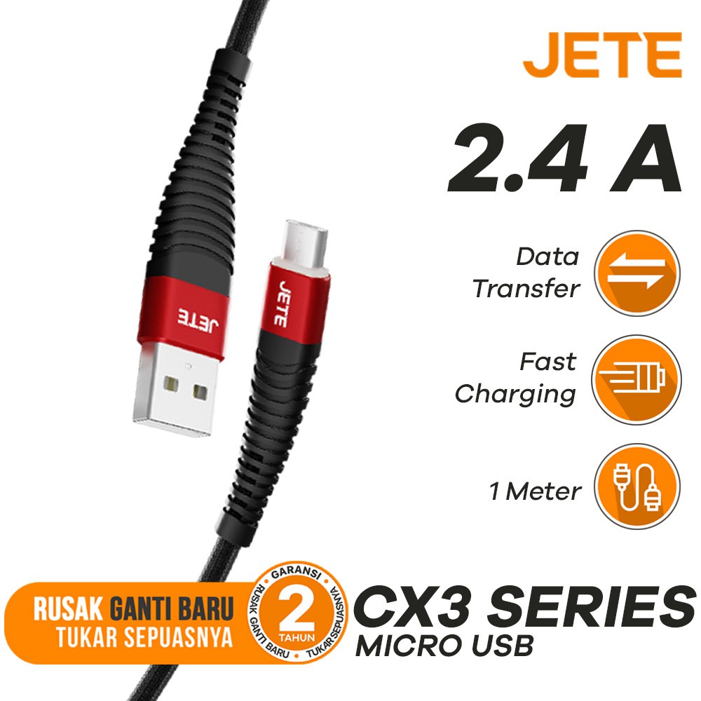 Kabel USB Jete Curry 2.4A 100cm Micro Original