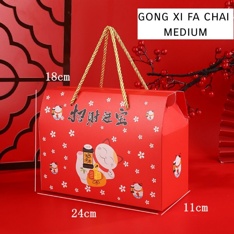 TAS HAMPER IMLEK MEWAH PARCEL BAG TENTENG BESAR GONG XI FA CHAI HOKI CAT CNB10