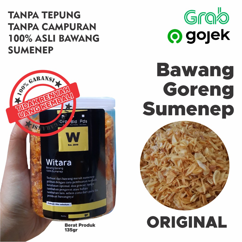 

Bawang Goreng Sumenep Witara Toples 130 gram Tanpa Tepung