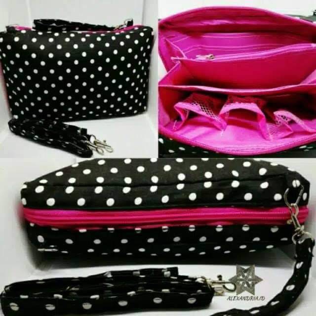 Dompet polka serba guna / dompet selempang Wallet / selempang banyak ruangan by zellshop