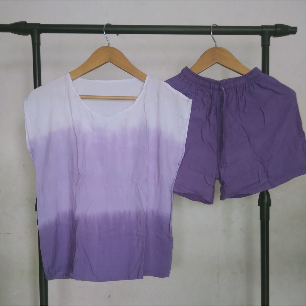 BAJU WANITA/ PAKAIAN PIYAMA  MOTIF SALUR GRADASI WARNA-6