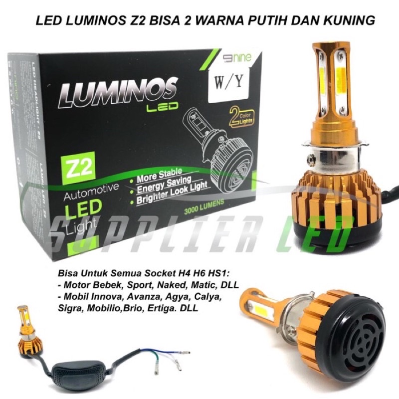 Lampu LED Motor Mobil H4 H6 Luminos Z2 Bisa 2 Warna Putih Dan Kuning