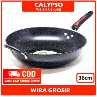 Jual Calypso Wajan Cekung 30cm Anti Lengket Kuali Hitam Enamel Gagang Panjang Penggorengan