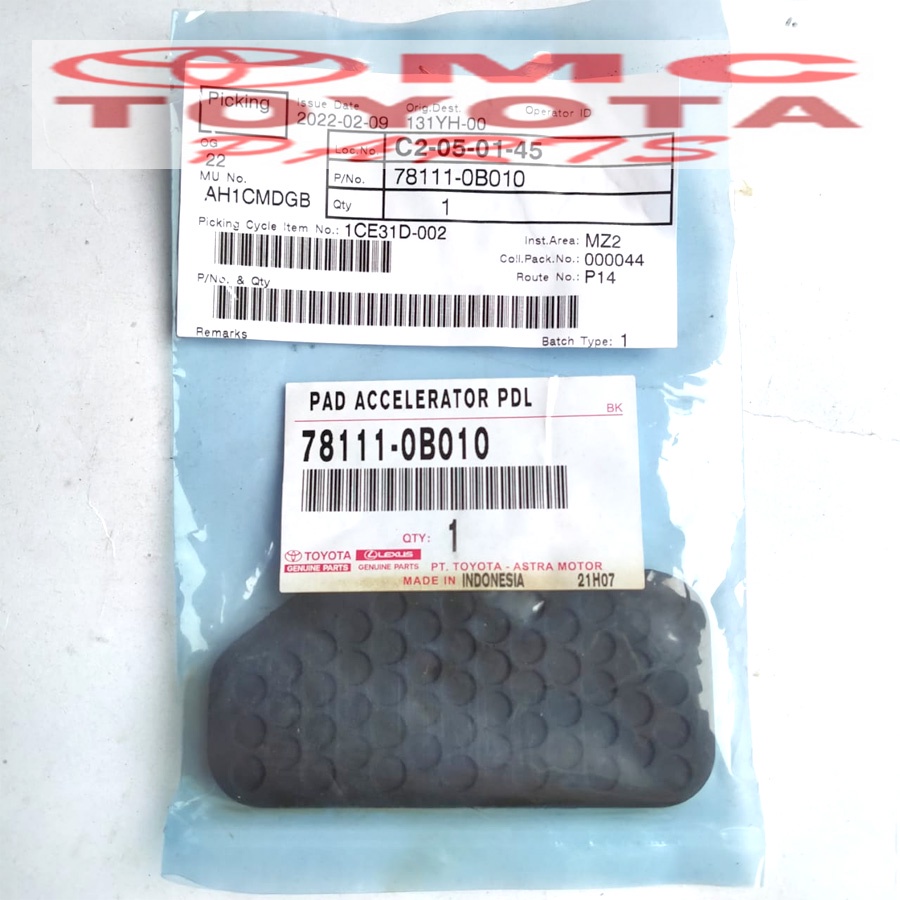 Karet Injakan Pedal Gas Kijang Kapsul 78111-0B010