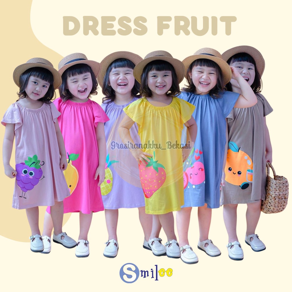 Dress Anak Smilee Fruit Mix Motif Size 1-5Thn