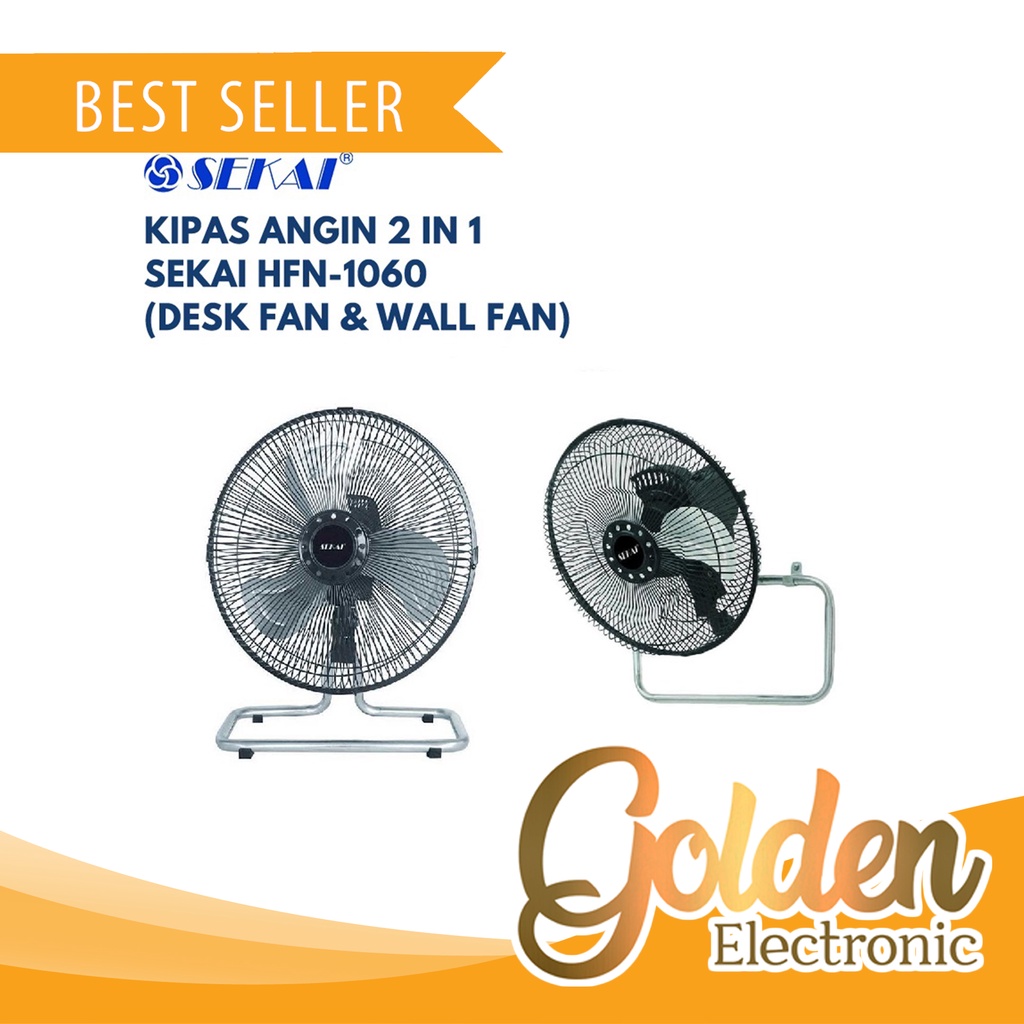 Sekai HFN-1060 Kipas Angin Meja Desk Wall Fan 10&quot; Metal Floor Fan 10 Inch Kipas 2in1 Sekai HFN1060