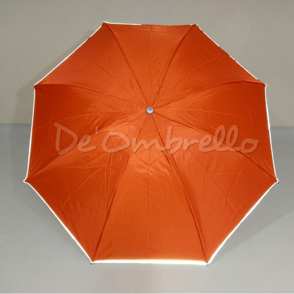 (29 ORANGE)Payung Lipat 4 Polos Silver Warna Orange List Scotlight ANTI UV