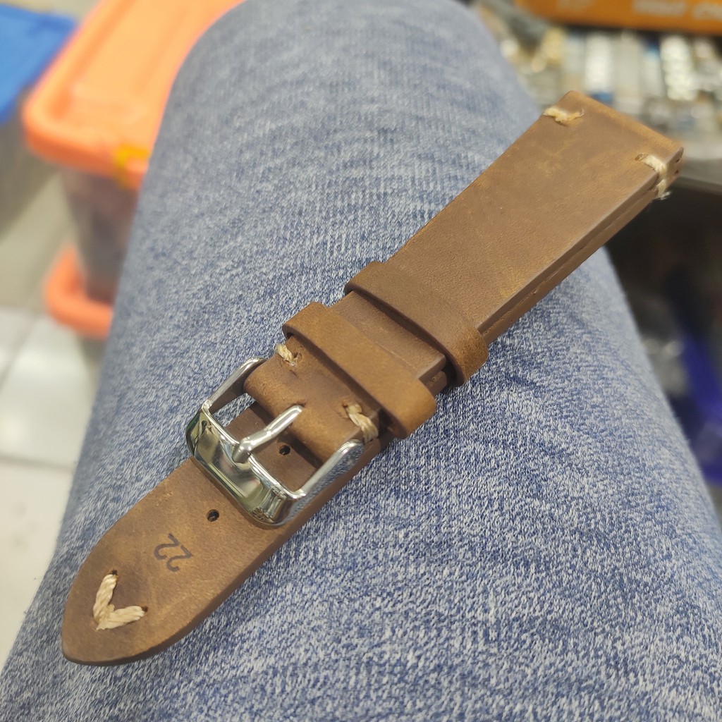 STRAP TALI KULIT LEATHER ASLI JAM TANGAN ZORRO 20MM 22MM BROWN.